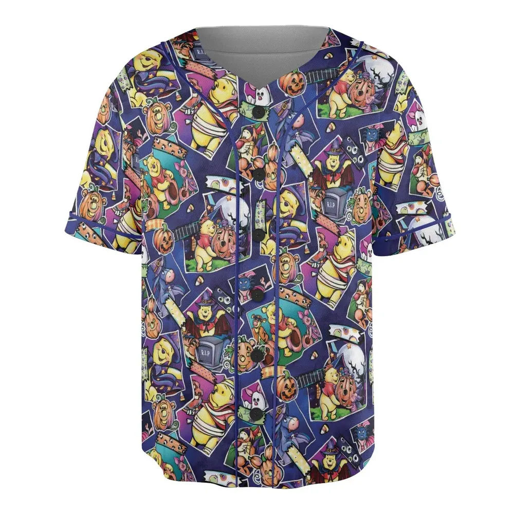 Pooh Bear Halloween Unisex Baseball Jersey - 3