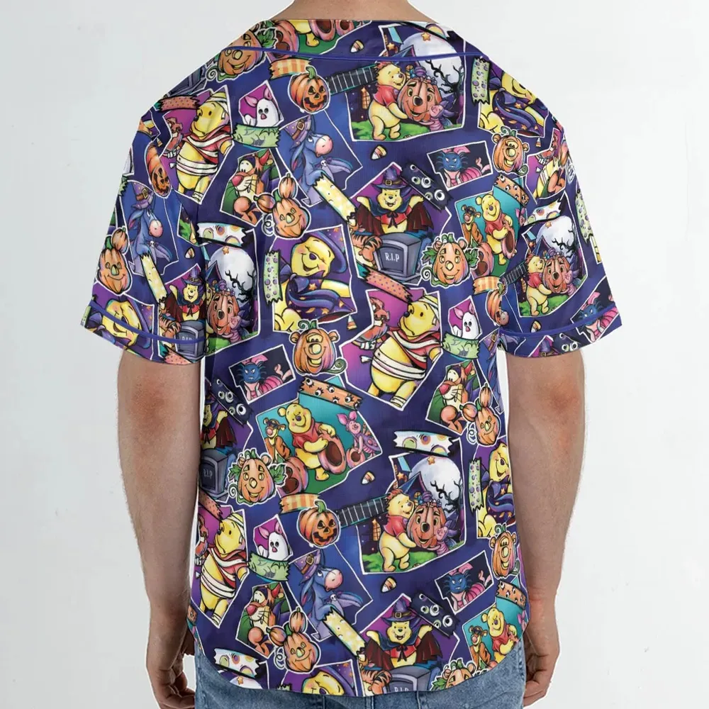 Pooh Bear Halloween Unisex Baseball Jersey - 2
