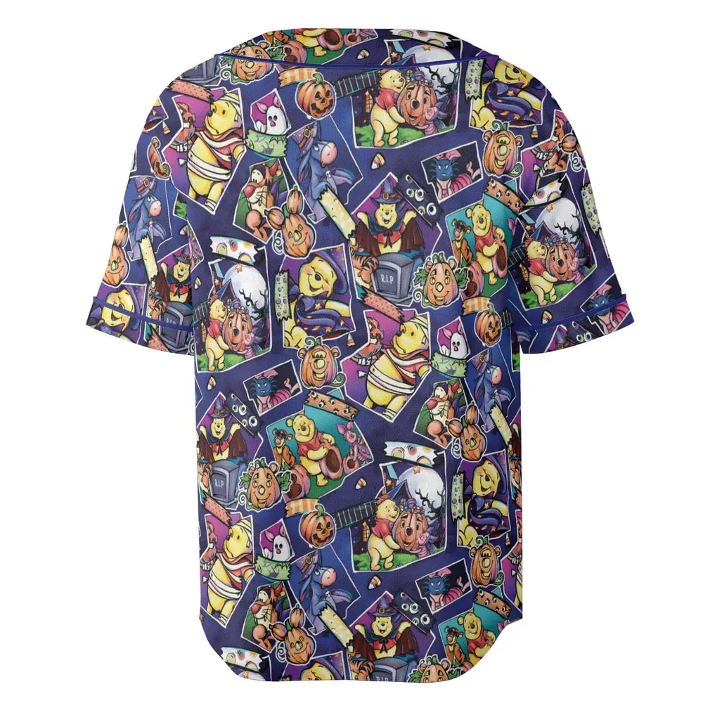 Pooh Bear Halloween Unisex Baseball Jersey - 4