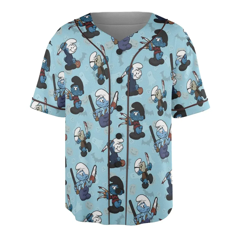 Horror Smurfs Unisex Baseball Jersey - 3