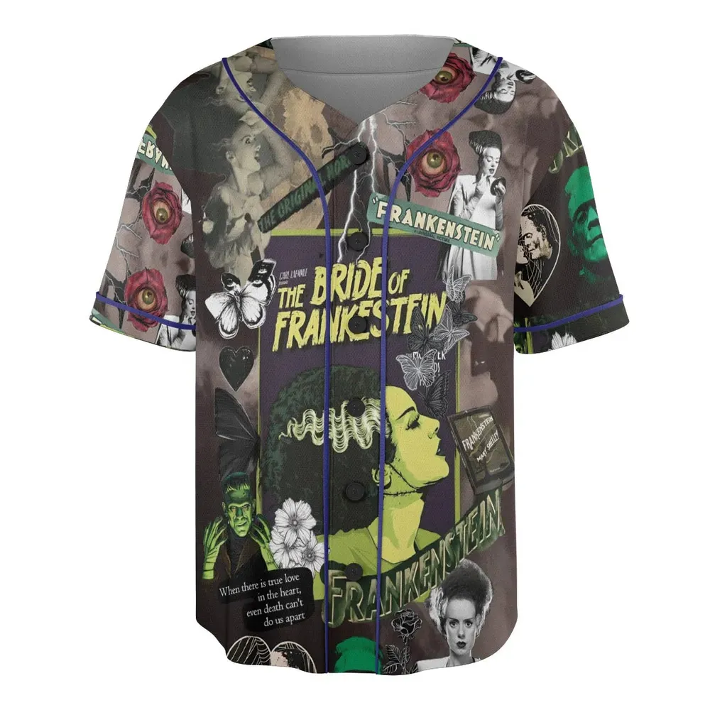 Vintage Bride Of Frankenstein Unisex Baseball Jersey - 3