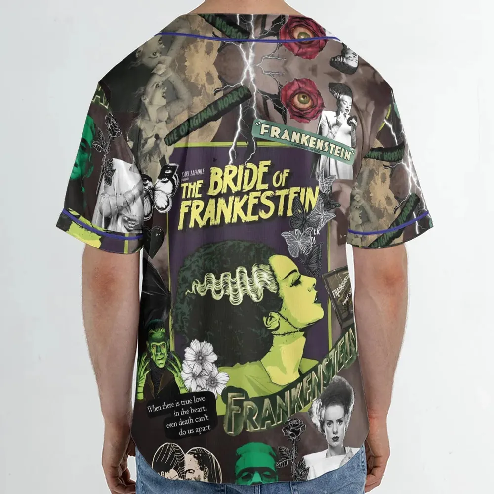 Vintage Bride Of Frankenstein Unisex Baseball Jersey - 2