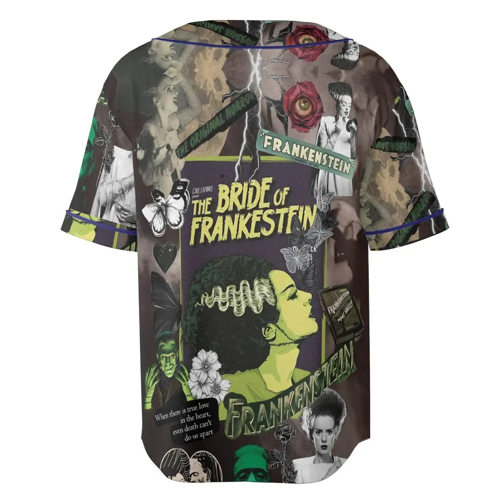 Vintage Bride Of Frankenstein Unisex Baseball Jersey - 4