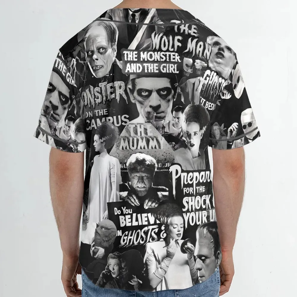 Universal Monsters Pattern Unisex Baseball Jersey - 2