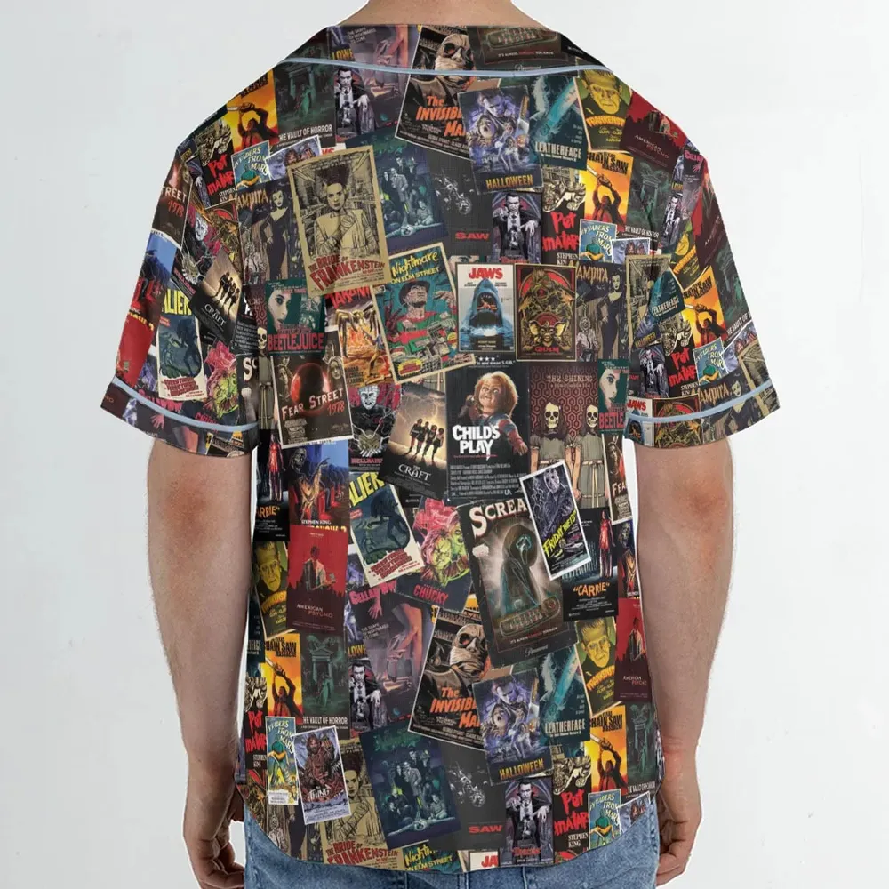 Vintage Horror Pattern Unisex Baseball Jersey - 2