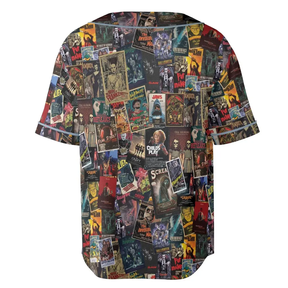 Vintage Horror Pattern Unisex Baseball Jersey - 4