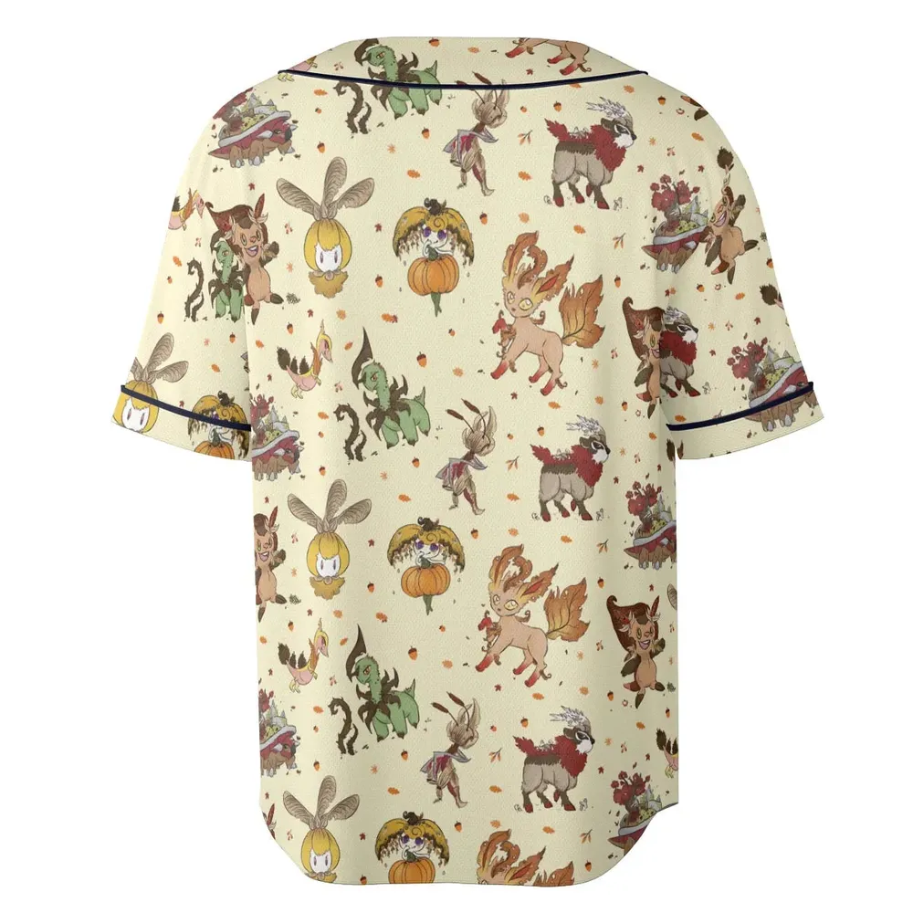 Autumn Vibes Pokemon Pattern Unisex Baseball Jersey - 4