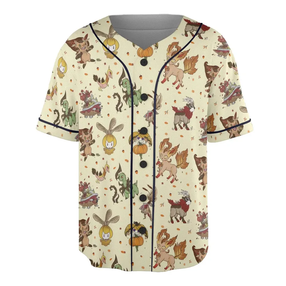 Autumn Vibes Pokemon Pattern Unisex Baseball Jersey - 3