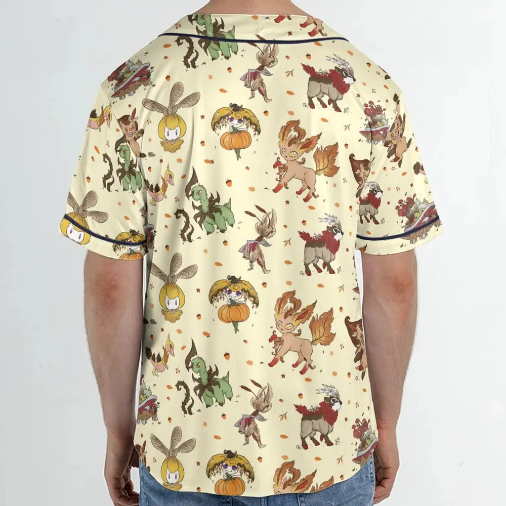 Autumn Vibes Pokemon Pattern Unisex Baseball Jersey - 2
