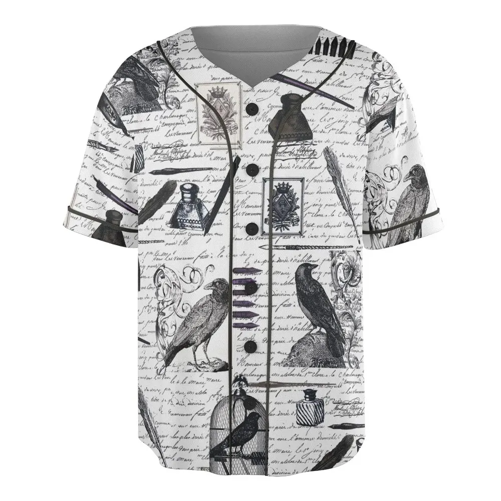 Nevermore The Raven Edgar Allan Poe Unisex Baseball Jersey - 3