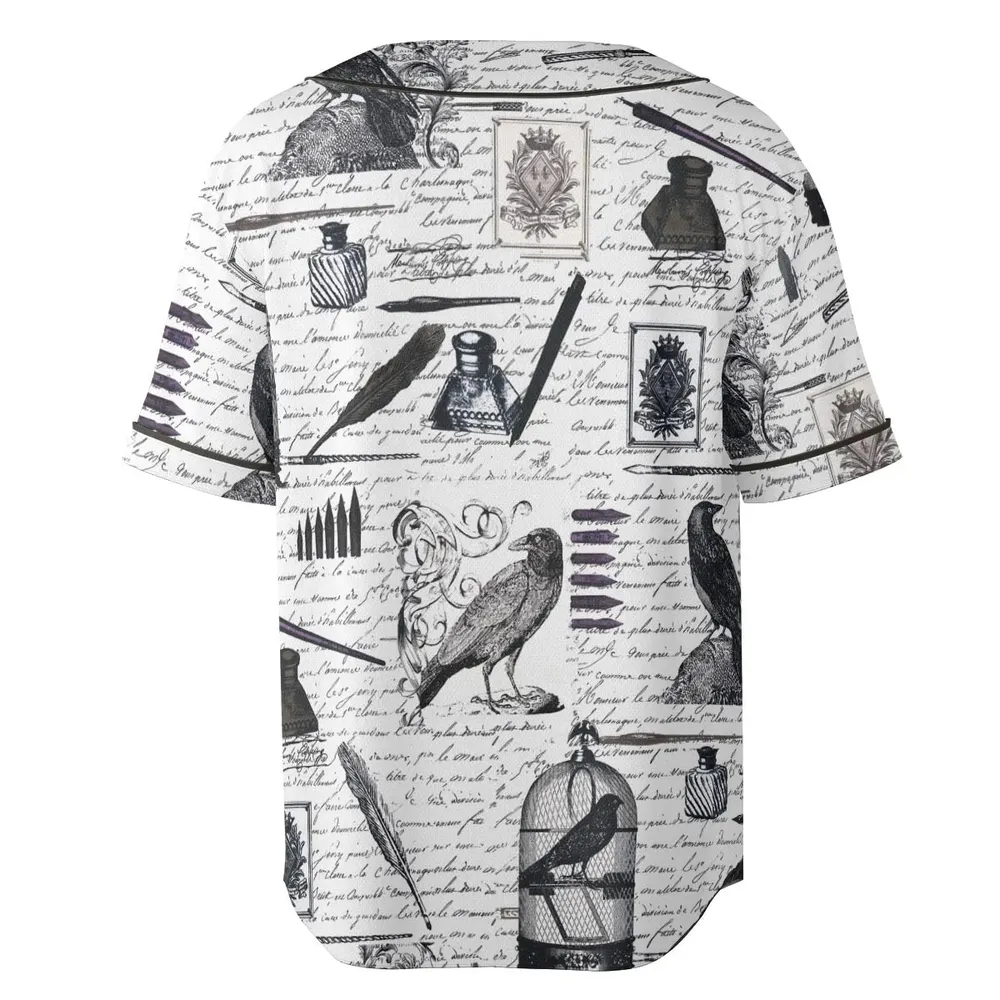 Nevermore The Raven Edgar Allan Poe Unisex Baseball Jersey - 4