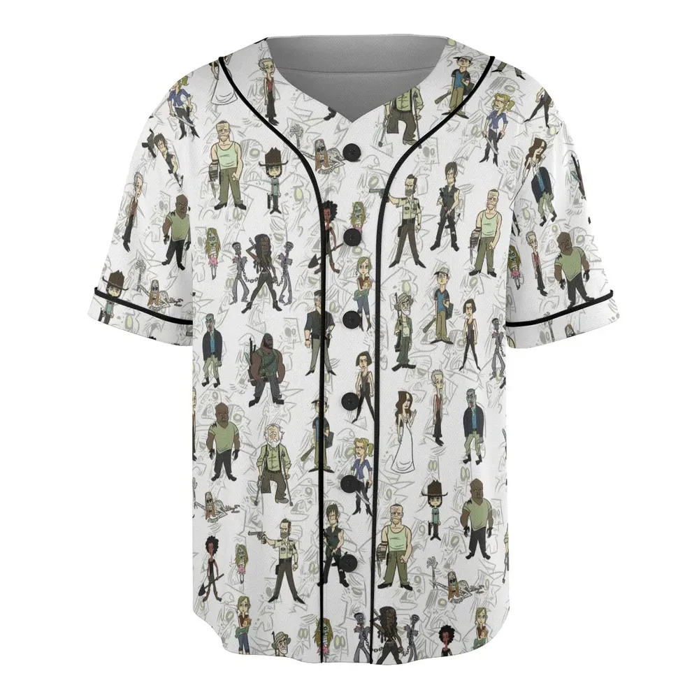 The Walking Dead Characters as Cartoons Unisex Baseball Jersey - 3