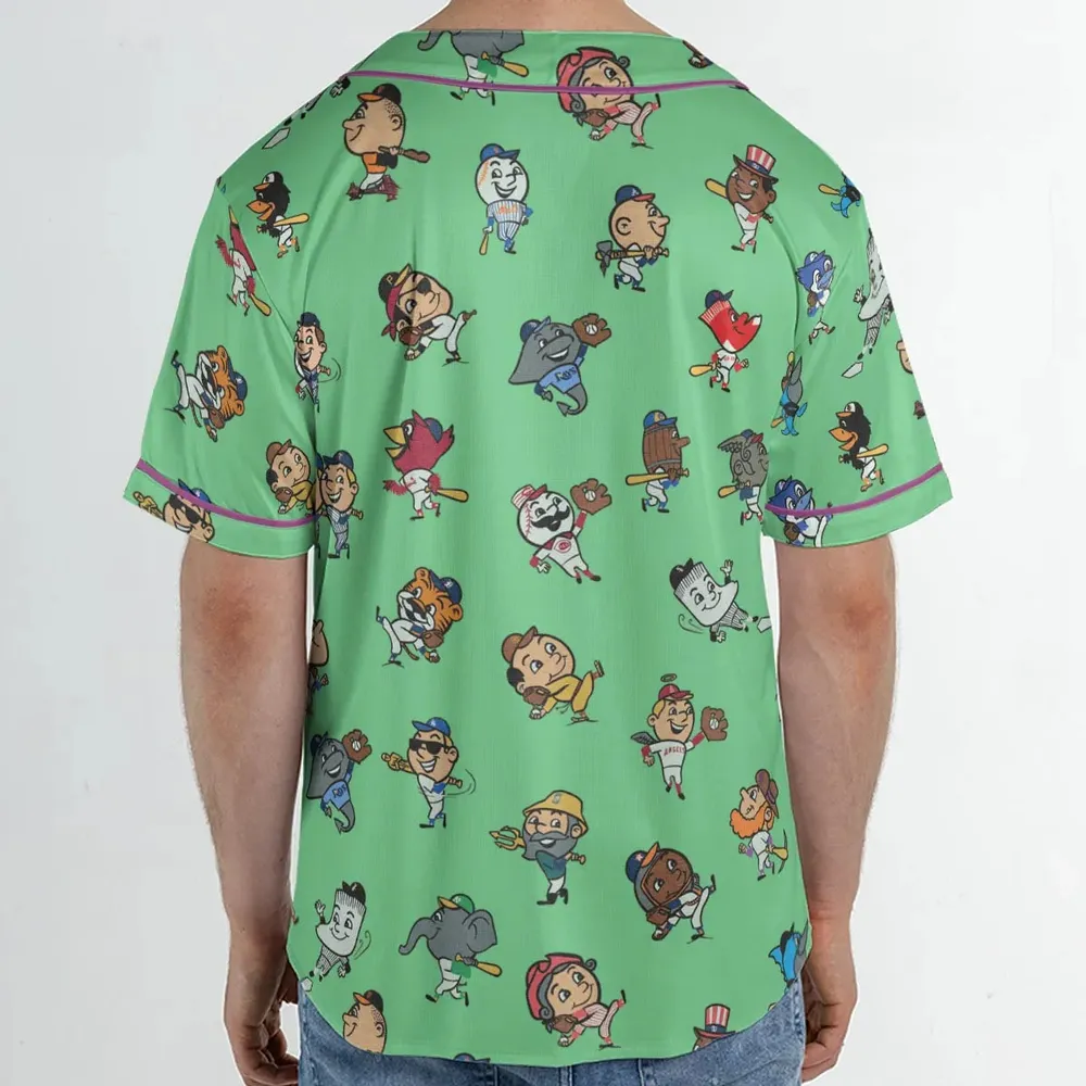 Baseball Mascot Pattern Unisex Baseball Jersey - 2