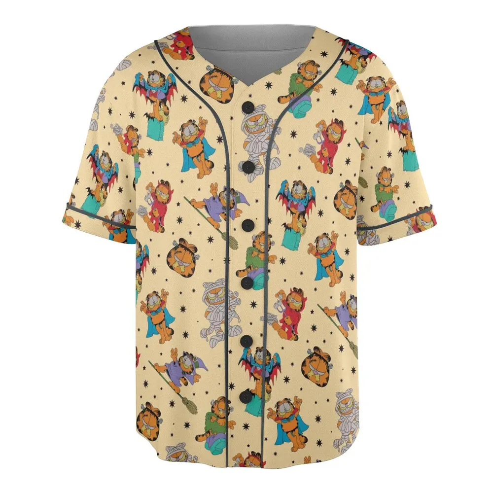 Nostalgic Cat Garfield's Halloween Adventure Unisex Baseball Jersey - 3