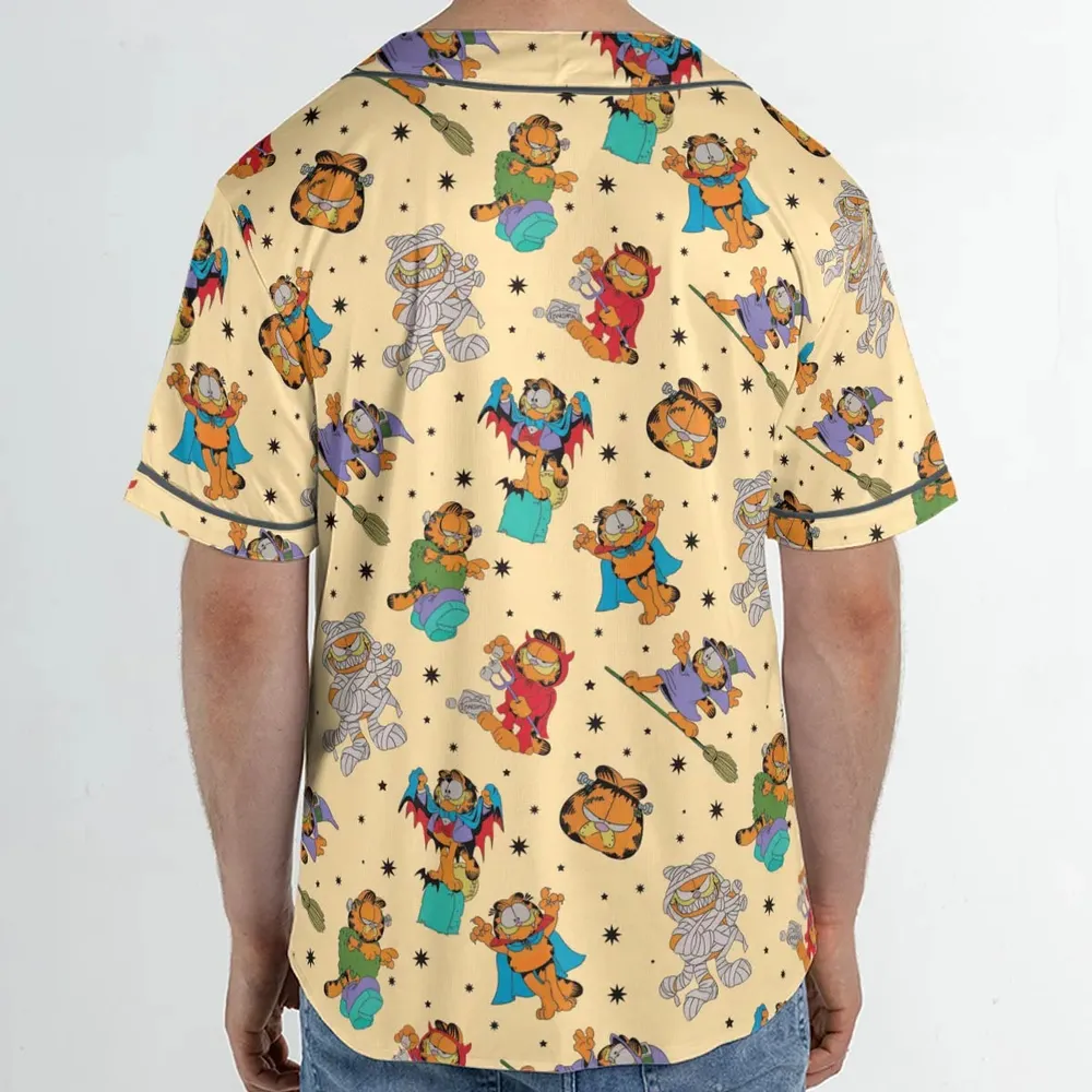 Nostalgic Cat Garfield's Halloween Adventure Unisex Baseball Jersey - 2