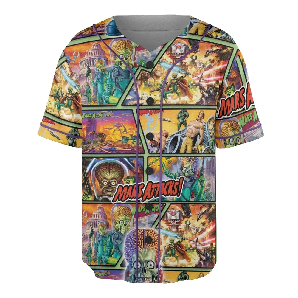 Ack! Ack! Ack! Mars Attacks Unisex Baseball Jersey - 3