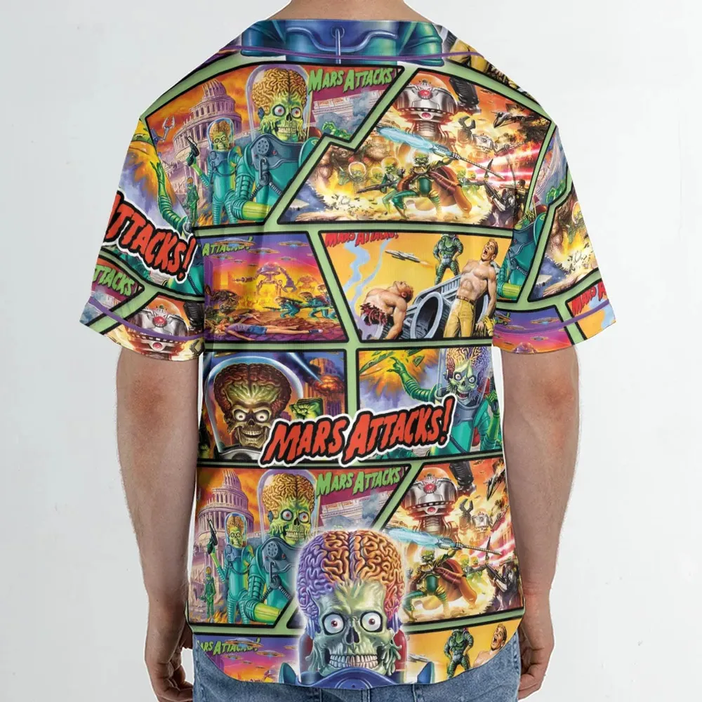 Ack! Ack! Ack! Mars Attacks Unisex Baseball Jersey - 2