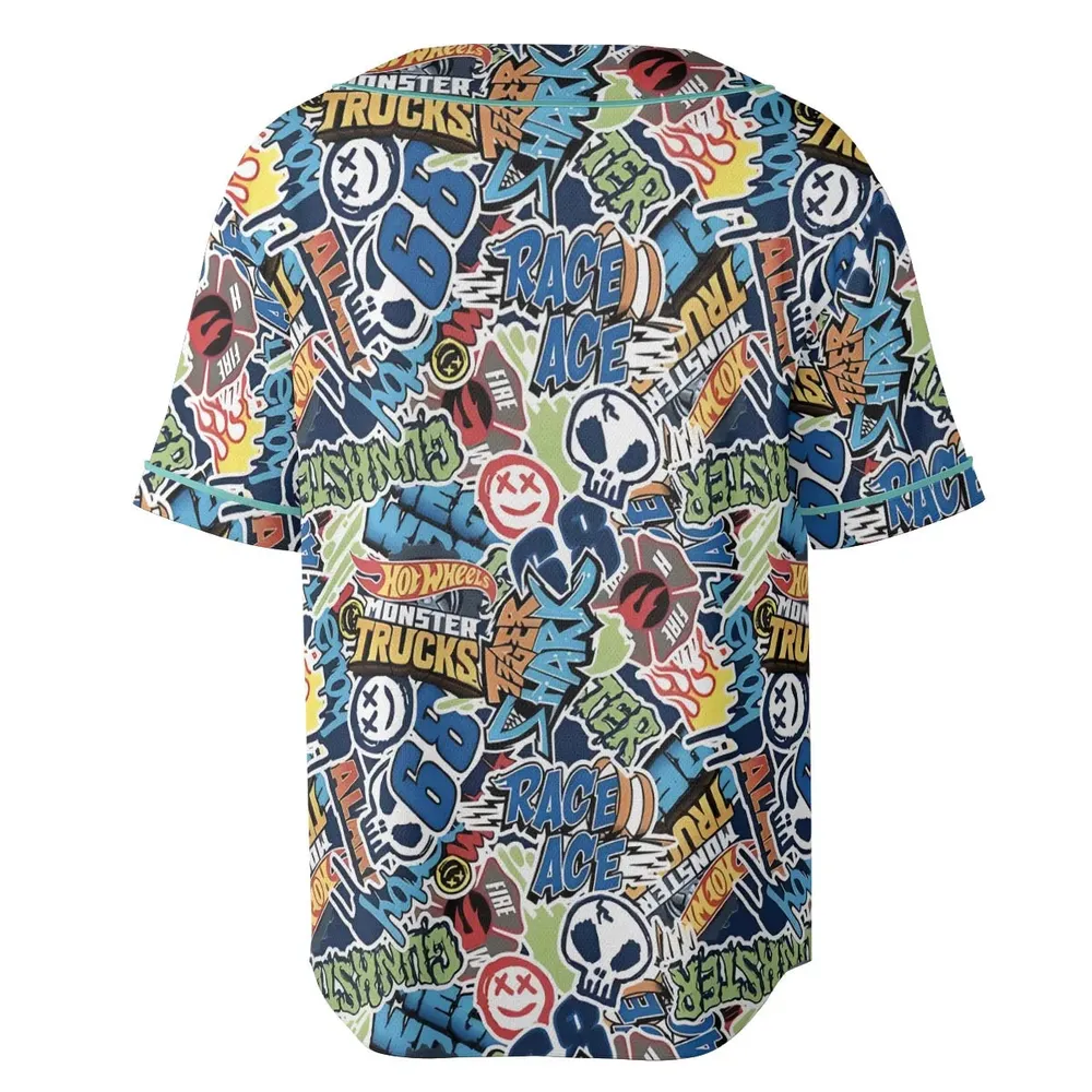 Hot Wheels Monster Trucks Logos Unisex Baseball Jersey - 4