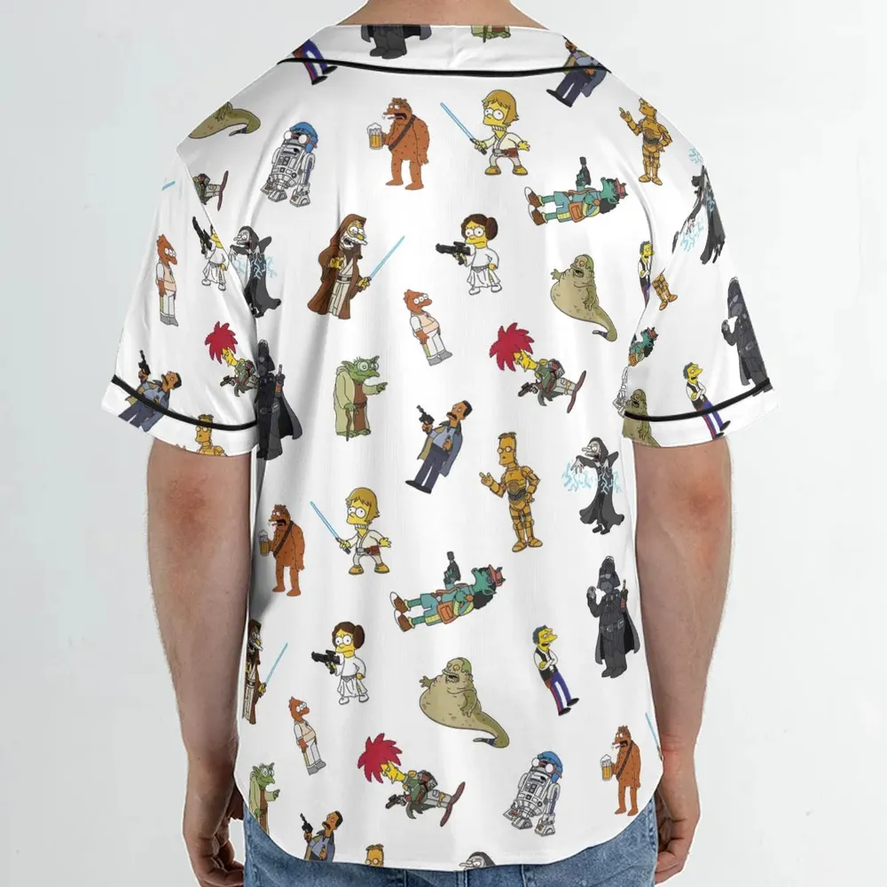 Simpsons Star Wars Mashup Unisex Baseball Jersey - 2