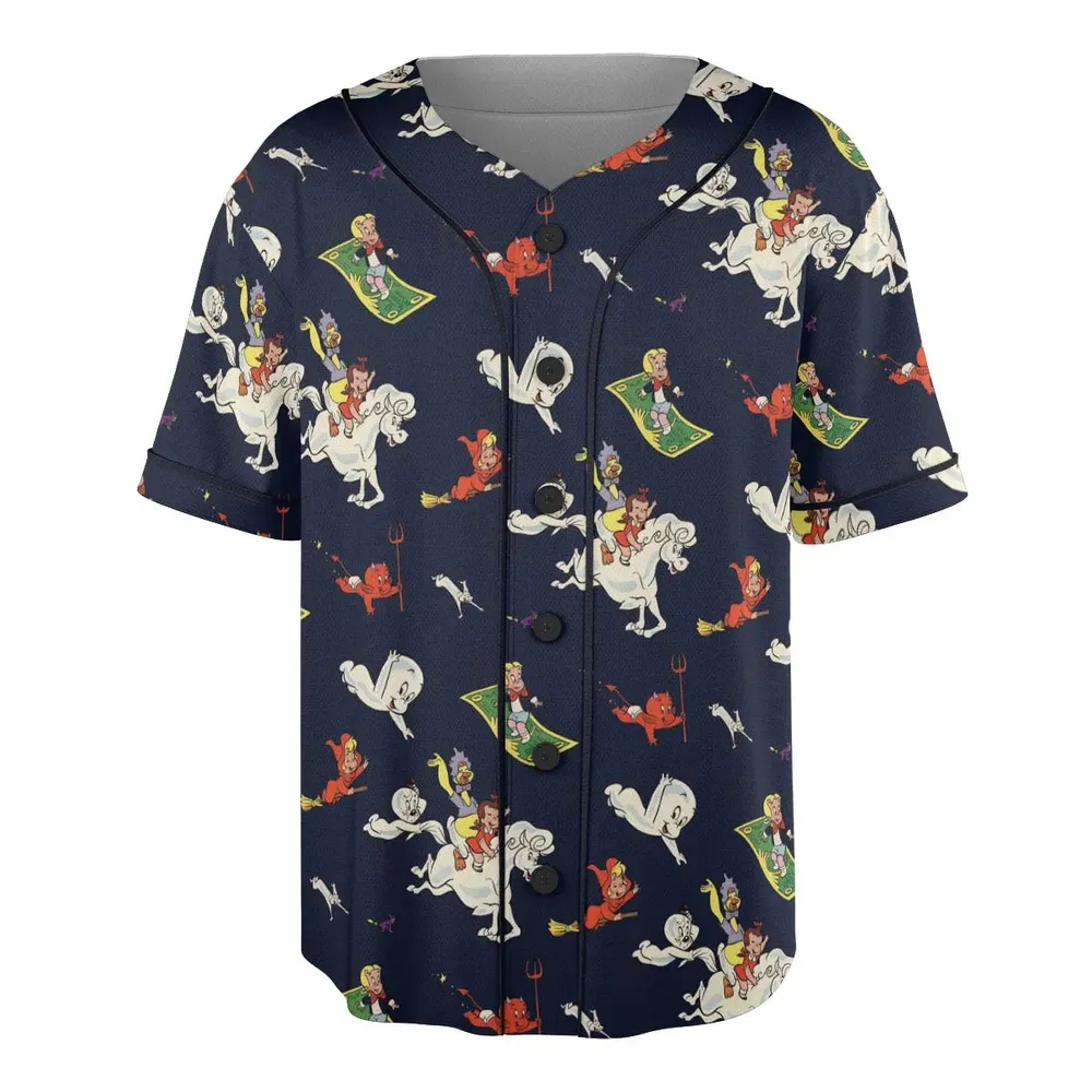 Casper Richie Rich Harvey Comic Characters Unisex Baseball Jersey - 3