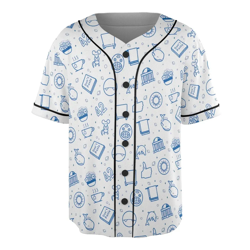 Don't Panic Life 42 The Hitchhiker's Guide to the Galaxy Unisex Baseball Jersey - 3