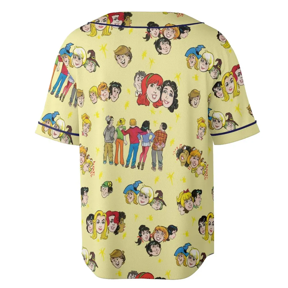 Nostalgic Cartoons in Archie Style Unisex Baseball Jersey - 4