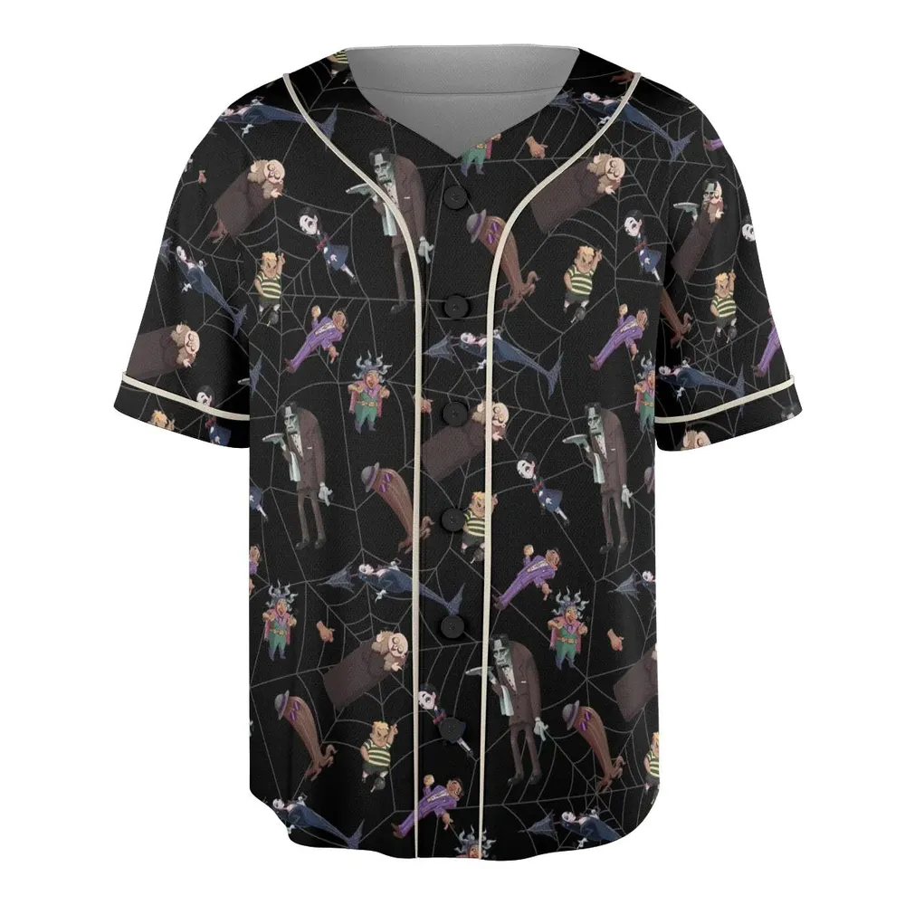 Groovie Addams Family  Cartoon Characters Unisex Baseball Jersey - 3