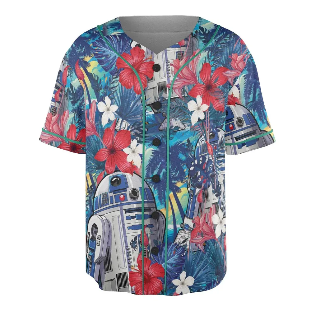 Summer Vacation R2 D2 Tropical Unisex Baseball Jersey - 3