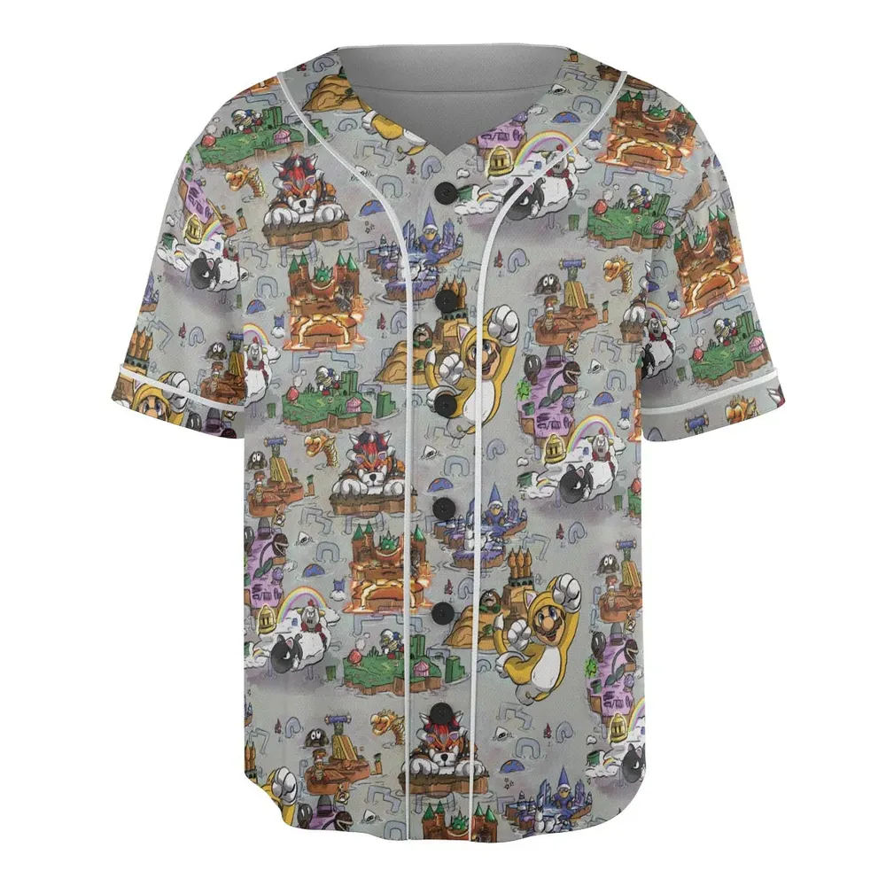 Mushroom World Super Mario Worlds Unisex Baseball Jersey - 3
