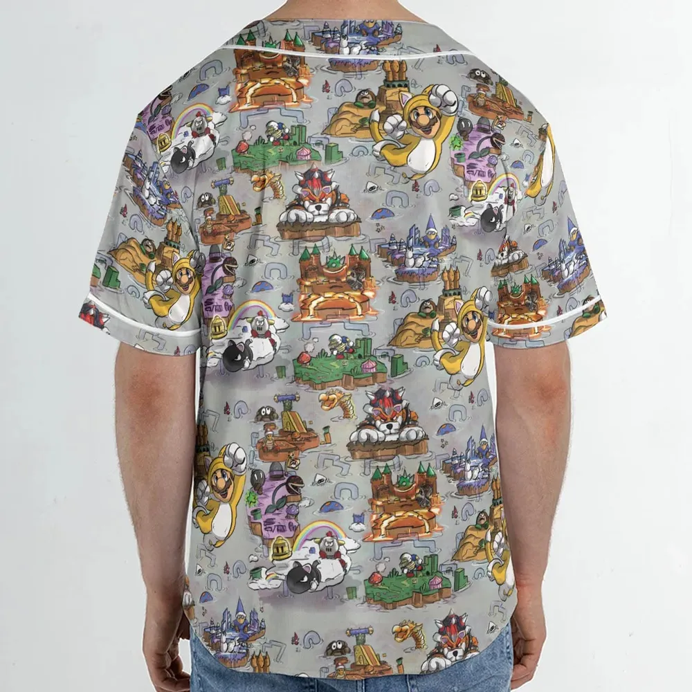 Mushroom World Super Mario Worlds Unisex Baseball Jersey - 2