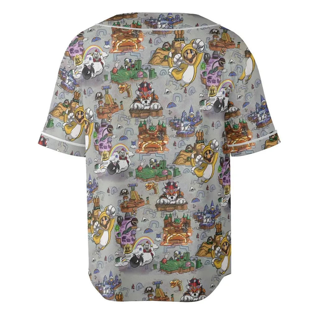 Mushroom World Super Mario Worlds Unisex Baseball Jersey - 4
