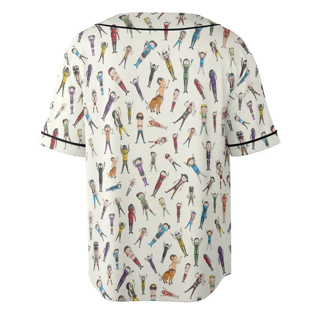Morty Kombat Morty and Mortal Kombat Mashup Unisex Baseball Jersey - 4