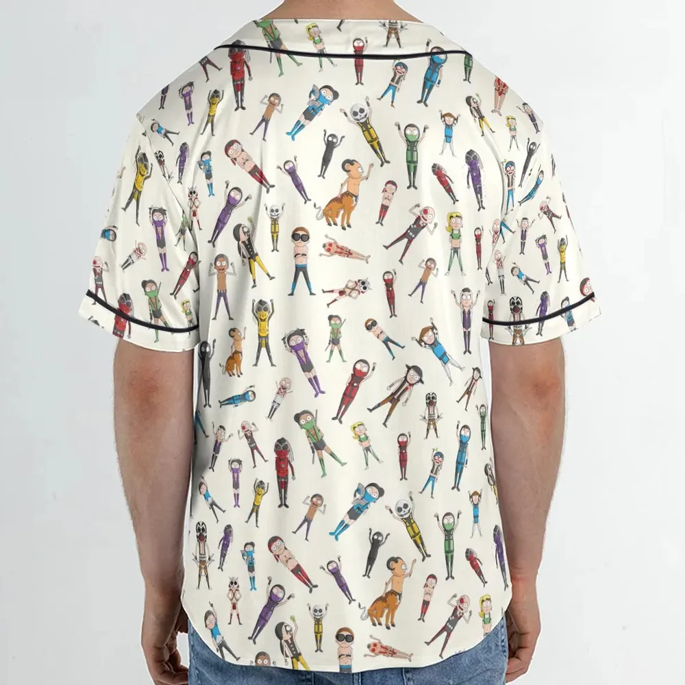 Morty Kombat Morty and Mortal Kombat Mashup Unisex Baseball Jersey - 2