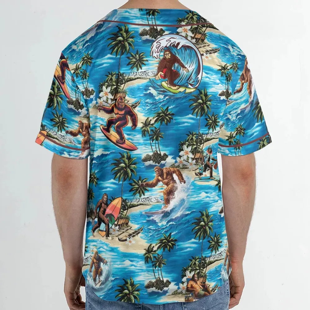 Bigfoot Surfing Summer Vibes Unisex Baseball Jersey - 2