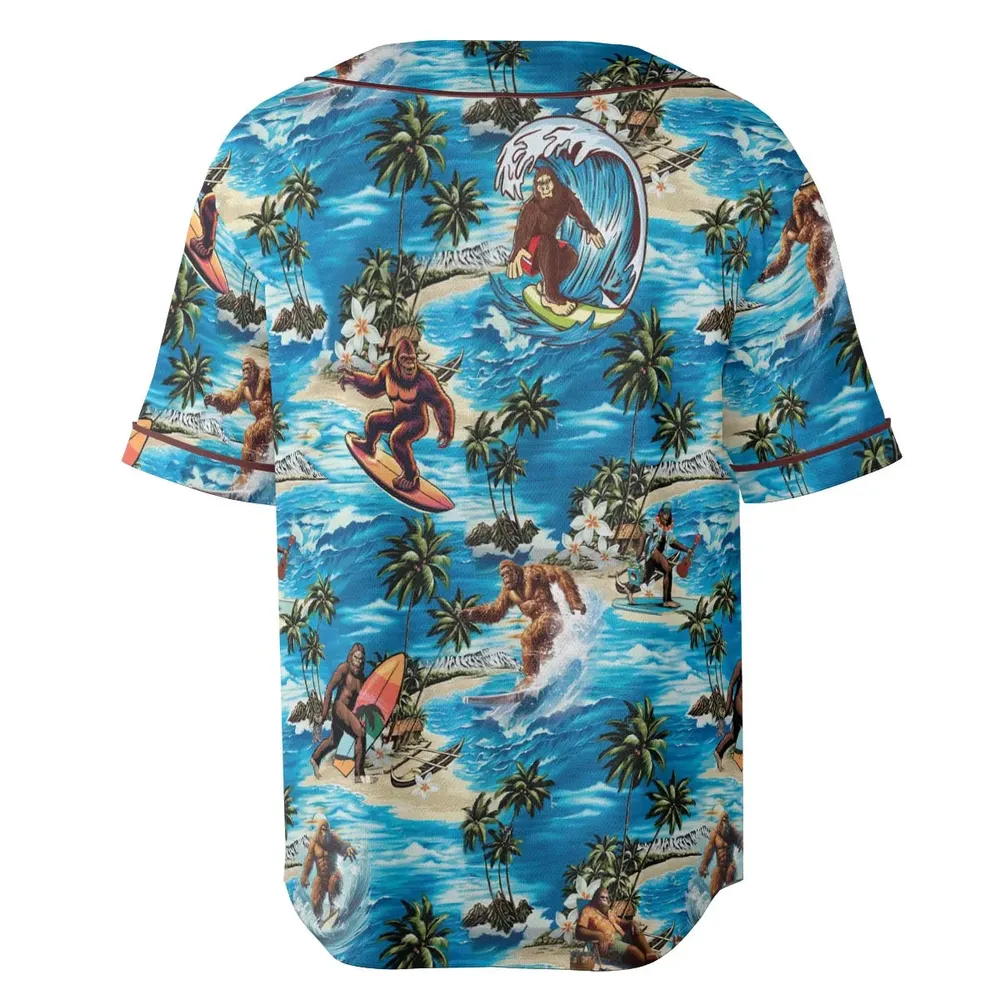 Bigfoot Surfing Summer Vibes Unisex Baseball Jersey - 4