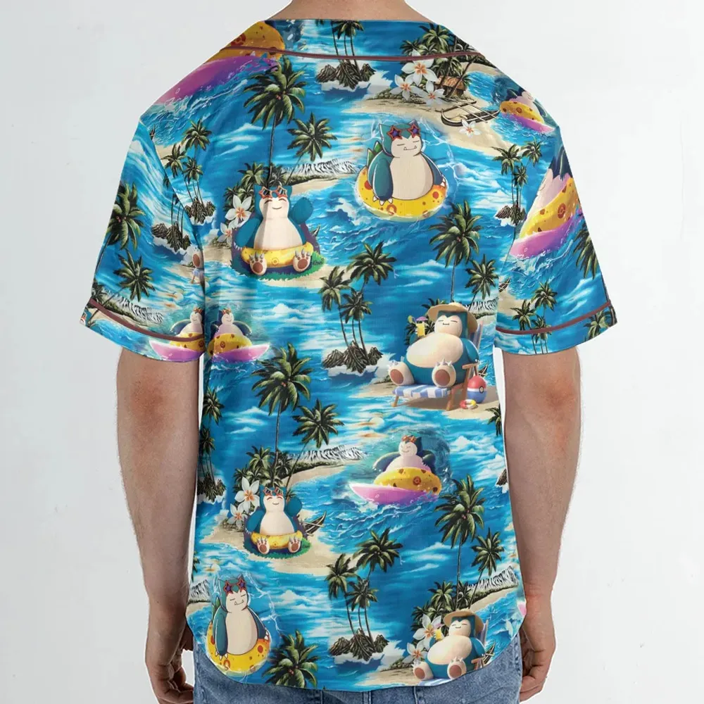 Snorlax Surfing Summer Vibes Unisex Baseball Jersey - 2