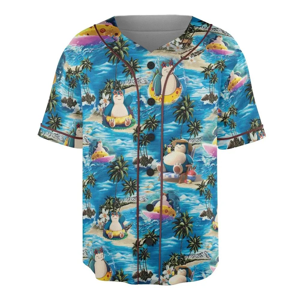 Snorlax Surfing Summer Vibes Unisex Baseball Jersey - 3