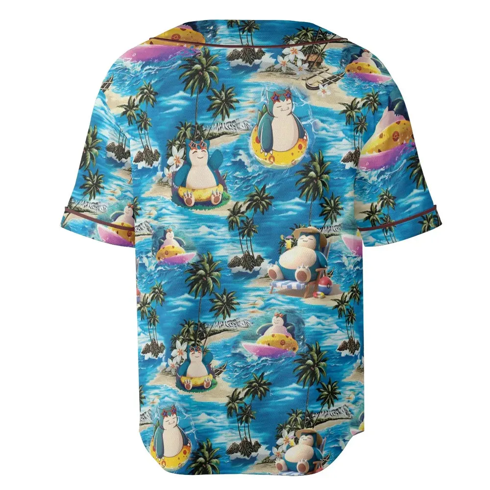 Snorlax Surfing Summer Vibes Unisex Baseball Jersey - 4