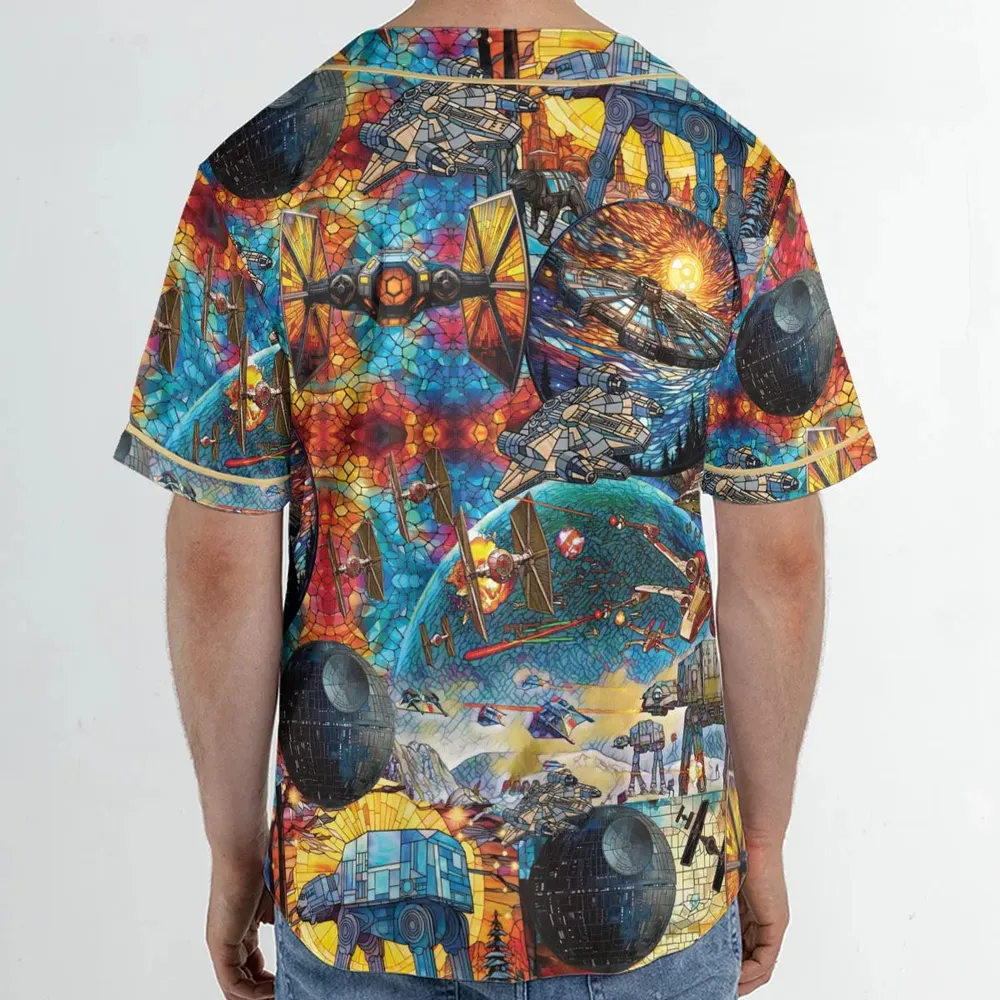 Spaceships Death Star Suncatcher Glass Unisex Baseball Jersey - 2