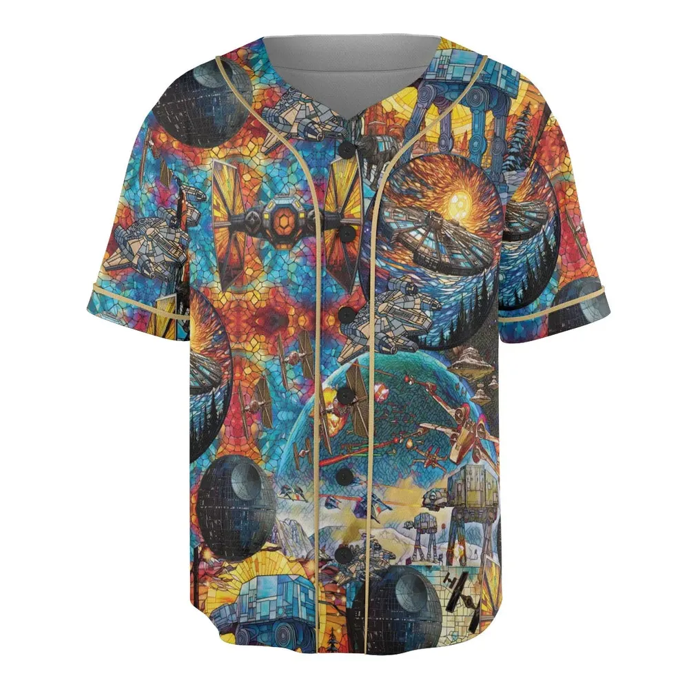 Spaceships Death Star Suncatcher Glass Unisex Baseball Jersey - 3