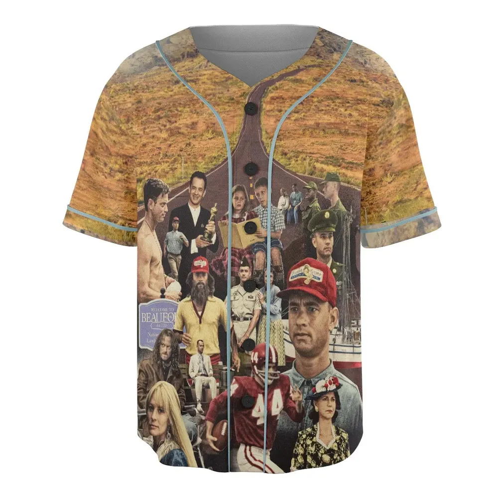 Forrest Gump's Journey Collage Unisex Baseball Jersey - 3