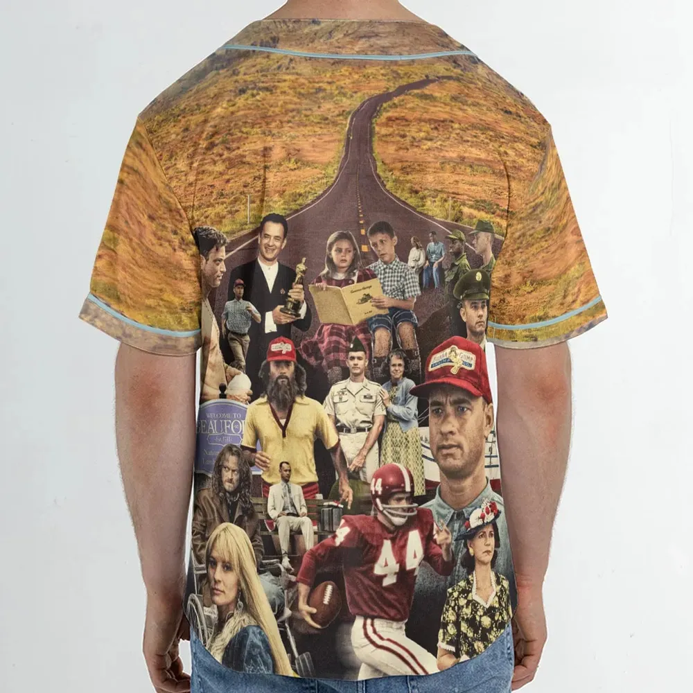 Forrest Gump's Journey Collage Unisex Baseball Jersey - 2