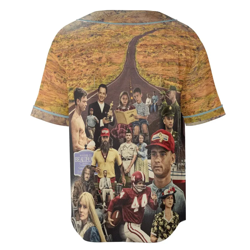 Forrest Gump's Journey Collage Unisex Baseball Jersey - 4