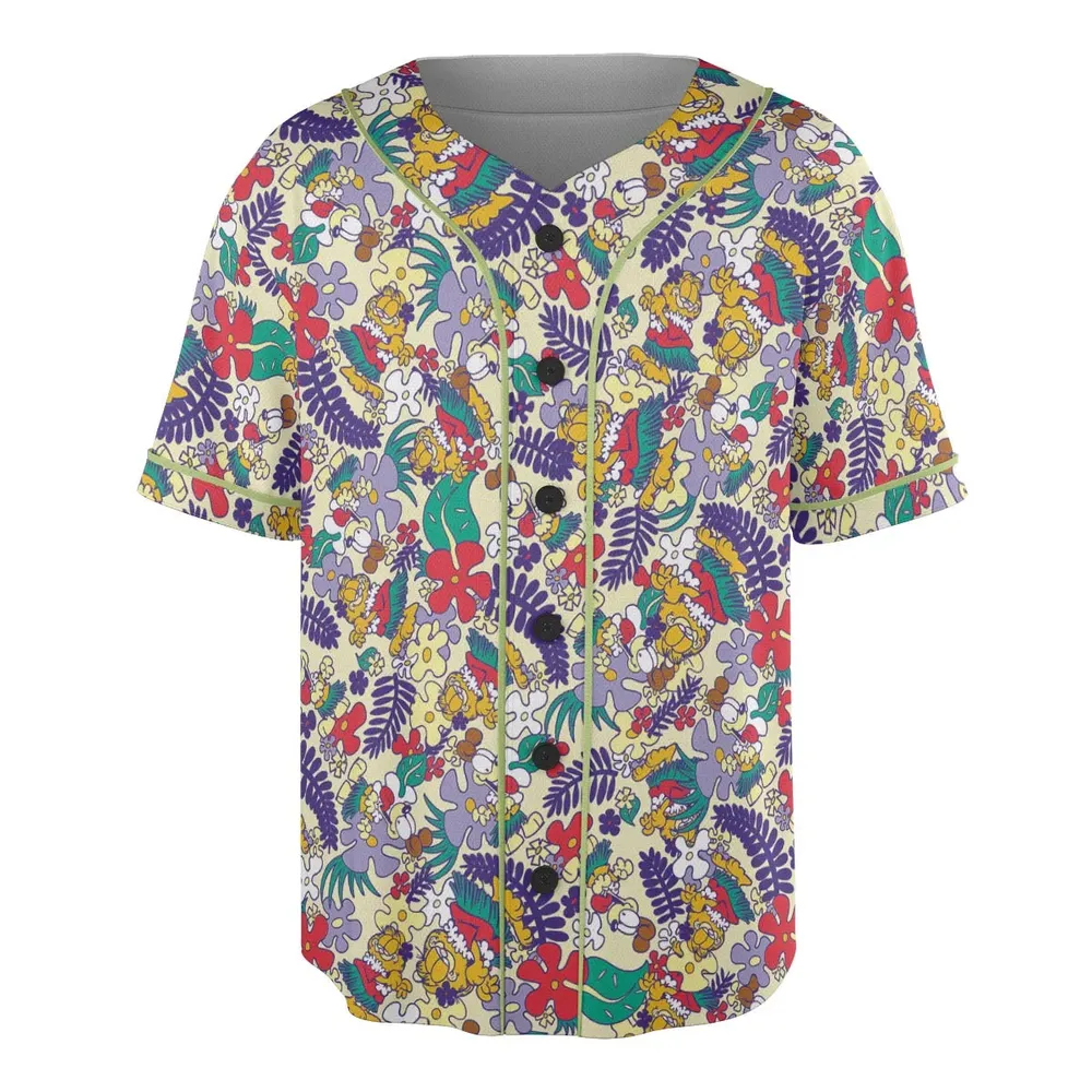 Aloha Garfield And Odie Unisex Baseball Jersey - 3