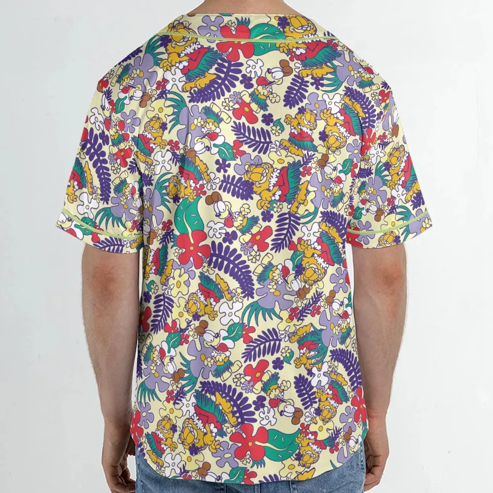 Aloha Garfield And Odie Unisex Baseball Jersey - 2
