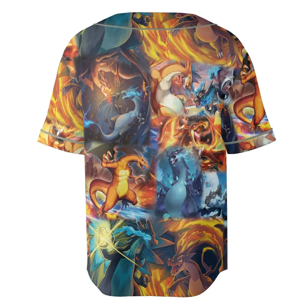 Charizard Ice Fire Dragon Combat Unisex Baseball Jersey - 4
