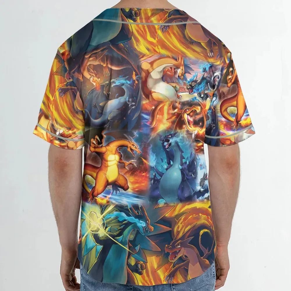 Charizard Ice Fire Dragon Combat Unisex Baseball Jersey - 2