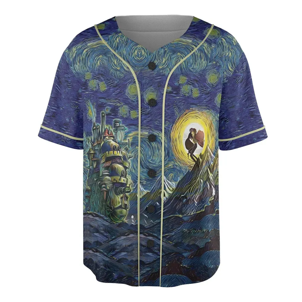 Howl’s Moving Castle Starry Night Unisex Baseball Jersey - 3