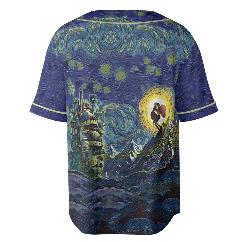 Howl’s Moving Castle Starry Night Unisex Baseball Jersey - 4