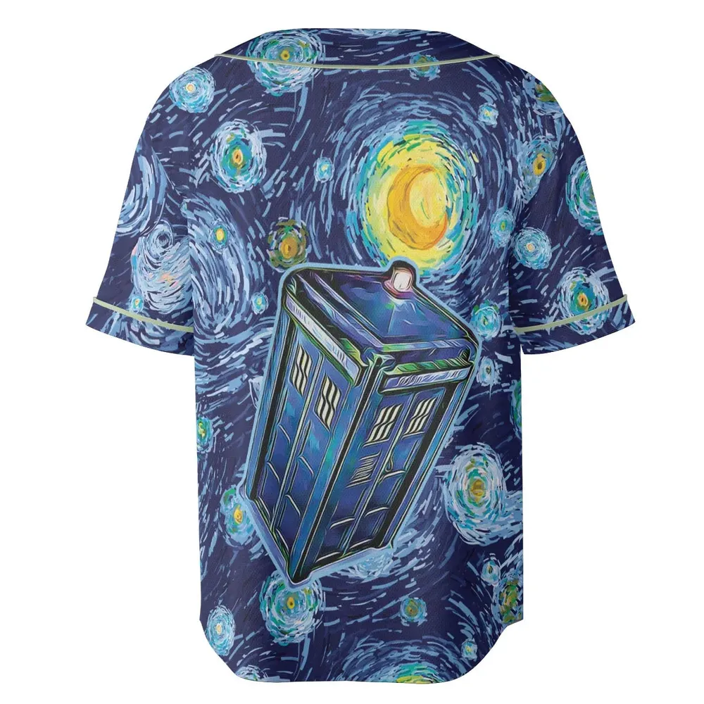 Tardis Starry Night Doctor Who Unisex Baseball Jersey - 4